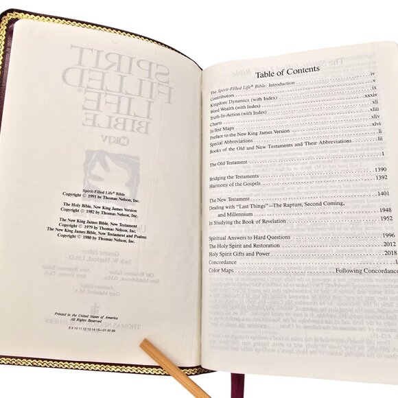 Spirit Filled Life Bible NKJV 2255BG Nelson Burgundy Bonded Leather 1991 - Picture 6 of 16